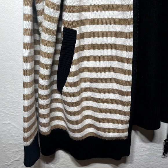 Cabi Women's Striped Mascot Zip Up Cardigan Sweater XXL Oversized Black #6448 - Picture 4 of 11